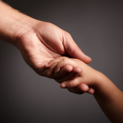 Child and adult hands